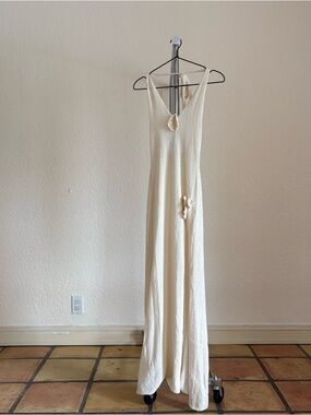 Cream Textured Maxi Slip Dress